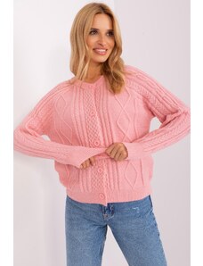 MladaModa Sveter so zapínaním na gombíky model 46299 pudrovo ružový