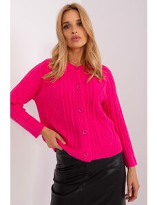 MladaModa Sveter so zapínaním na gombíky model 46299 tmavý ružový