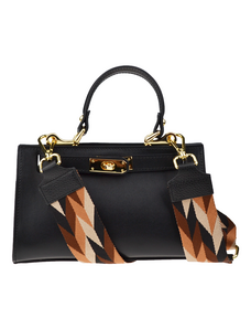 Čierna kožená talianska kabelka Anita Nera s prídavným pruhom II NovaKabelka.sk