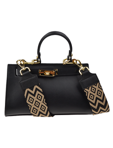 Čierna kožená talianska kabelka Anita Nera s prídavným pruhom III NovaKabelka.sk