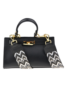 Čierna kožená talianska kabelka Anita Nera s prídavným pruhom V NovaKabelka.sk