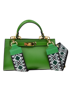 Zelená kožená talianska kabelka Anita Verde s prídavným pruhom III NovaKabelka.sk