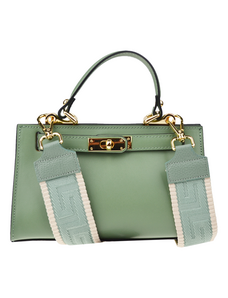 Zelená kožená talianska kabelka Anita Khaki s prídavným pruhom NovaKabelka.sk