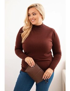 MladaModa Rolákový oversize sveter model 1112 hnedý