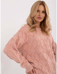 ITALY MODA Svetloružový dámsky oversize sveter AT-SW-2361.61-light pink