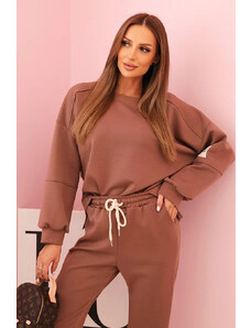 K-Fashion Súprava mikina + nohavice maslová čokoláda