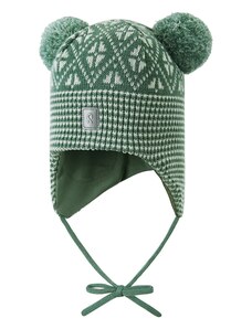 Detská vlnená čiapka Reima Kuuru zelená farba, 5300215B