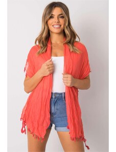 MladaModa Viskózová šatka s nariasením a strapcami model CH174 koralová