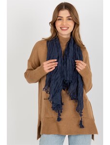 MladaModa Nariasená šatka so strapcami model 48172 námornícka modrá