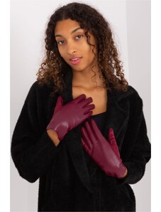 MladaModa Zateplené koženkové dotykové rukavice model 50116 bordové