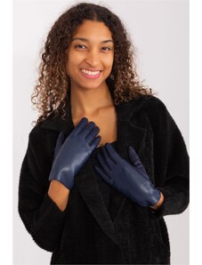 MladaModa Zateplené koženkové dotykové rukavice model 50116 farba námornícka modrá