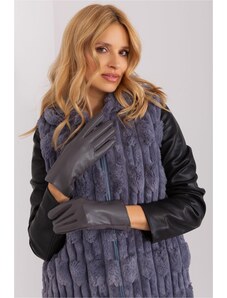 MladaModa Zateplené koženkové dotykové rukavice model 50116 grafitové