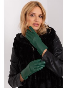 MladaModa Zateplené koženkové dotykové rukavice model 50116 zelené