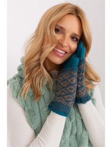 MladaModa Teplé dotykové rukavice s prekrytím model 31061 tyrkysové