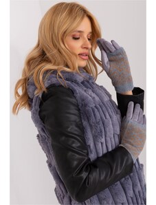 MladaModa Teplé dotykové rukavice s prekrytím model 31061 šedé