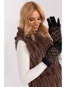 MladaModa Teplé dotykové rukavice s prekrytím model 31061 čierne