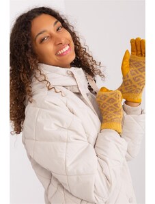 MladaModa Teplé dotykové rukavice s prekrytím model 31061 horčicové