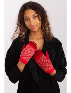 MladaModa Teplé dotykové rukavice s prekrytím model 31061 červené