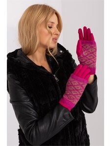 MladaModa Teplé dotykové rukavice s prekrytím model 31061 fuksiové