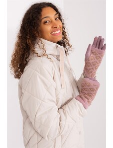 MladaModa Teplé dotykové rukavice s prekrytím model 31061 staroružové