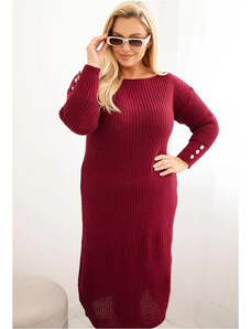 Kesi Vínové dámske Plus Size pletené šaty s mohérom
