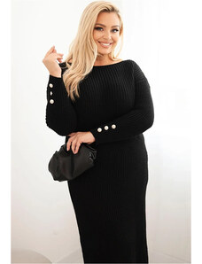 Kesi Čierne dámske Plus Size pletené šaty s mohérom