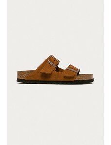 Semišové šľapky Birkenstock Arizona SFB dámske, hnedá farba, 1009527