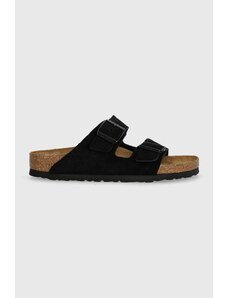 Semišové šľapky Birkenstock Arizona dámske, čierna farba, 1027164