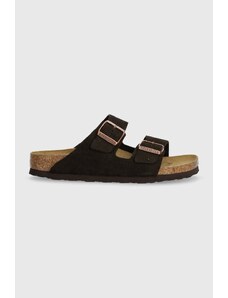 Semišové šľapky Birkenstock Arizona dámske, hnedá farba, 1027083