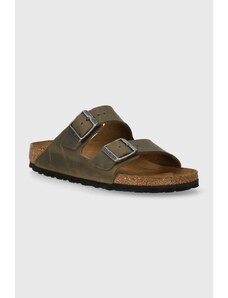 Nubukové šľapky Birkenstock Arizona zelená farba, 1027039