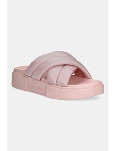 Šľapky Tommy Jeans FLATFORM SANDAL dámske, ružová farba, na platforme, EN0EN02775