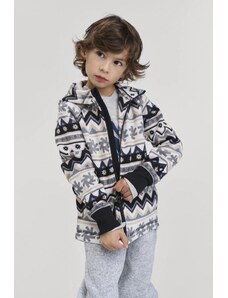 Detská fleecová mikina Reima Northern čierna farba, s kapucňou, vzorovaná, 5200044A