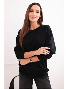 MladaModa Bavlnená mikina bez kapucne HIT03 čierna