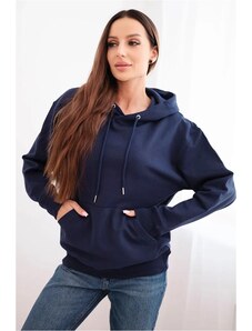 MladaModa Bavlnená mikina s kapucňou a klokankou HIT01 námornícka modrá