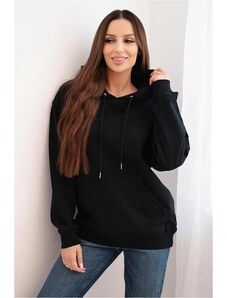 MladaModa Bavlnená mikina s kapucňou a klokankou HIT01 čierna