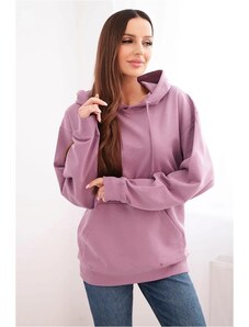 MladaModa Bavlnená mikina s kapucňou a klokankou HIT01 staroružová