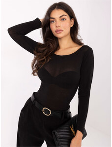 ITALY MODA Čierna priesvitná blúzka z viskózy s lodičkovým výstrihom IT-BZ-21817.07P-black