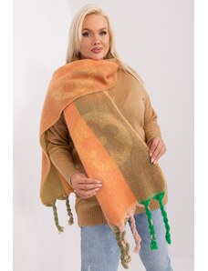 MladaModa Hrejivý vzorovaný šál s vrkočmi model 31601 oranžový