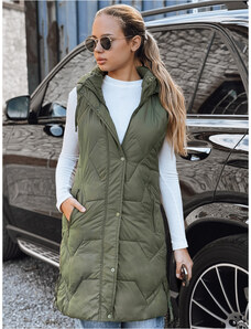 DStreet Dámska dlhá prešívaná vesta zelená