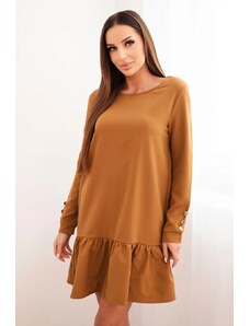 Legínovo Šaty s volánom v camelovej farbe