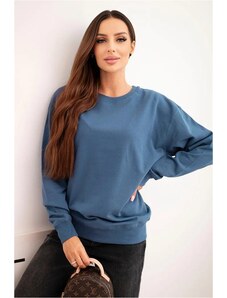 MladaModa Bavlnená mikina bez kapucne HIT03 farba džínsová