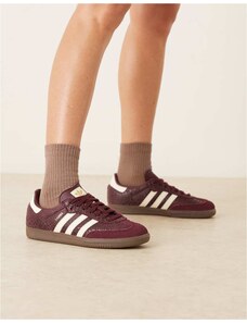 adidas Originals Samba OG trainers in maroon croc print-Red