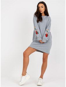 RUE PARIS Sivé mikinové šaty s výšivkou RV-SK-8088.59-grey