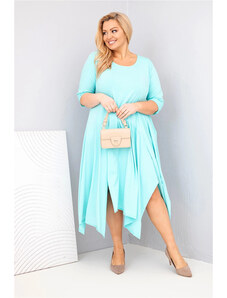 K-Fashion Dámska bavlnená sukňa s asymetrickým lemom Mint