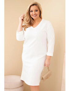 K-Fashion Dámske Plus veľkosť sukne Butter biela V-neck s rukávmi