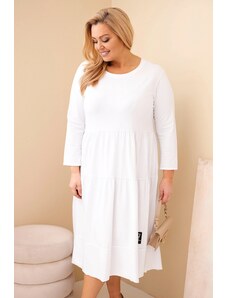 Kesi Dámske bavlnené šaty Plus Size s volánmi a ohrnutým rukávom