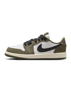 Nike Air Jordan 1 Retro Low 'Medium Olive and Summit White' Younger Kids' Shoes - Green