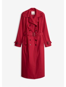 bonprix Dlhý trenčkot s opaskom v páse, farba červená