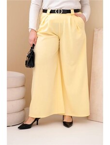 MladaModa Široké oversize nohavice z viskózy model 0054 svetložlté