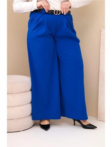 MladaModa Široké oversize nohavice z viskózy model 0054 farba kráľovská modrá